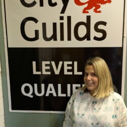 Student achieving her City and Guilds Level 2 Dog Grooming Course Leamington Spa